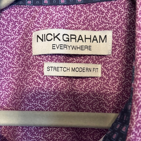 Nick Graham Men's Casual Purple Button Down Shirt - Picture 2 of 3